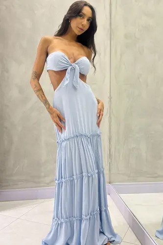 VESTIDO LONGO BABADOS
