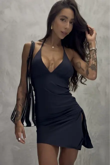 VESTIDO CURTO MALIBU DRAPEADO